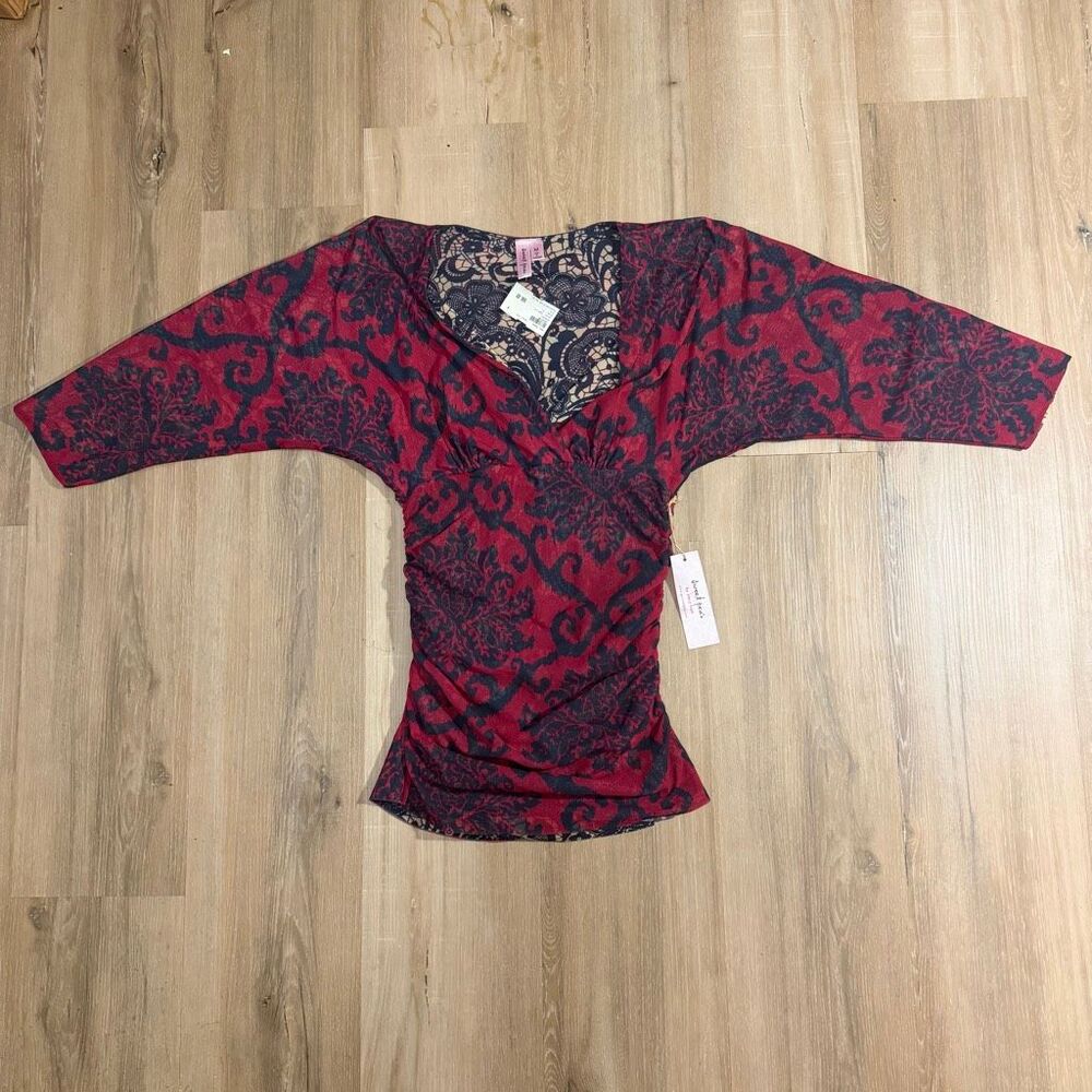 New Sweet Pea By Stacy Frati Maternity Cinch Waist Ruched Blouse Sz M Baroque